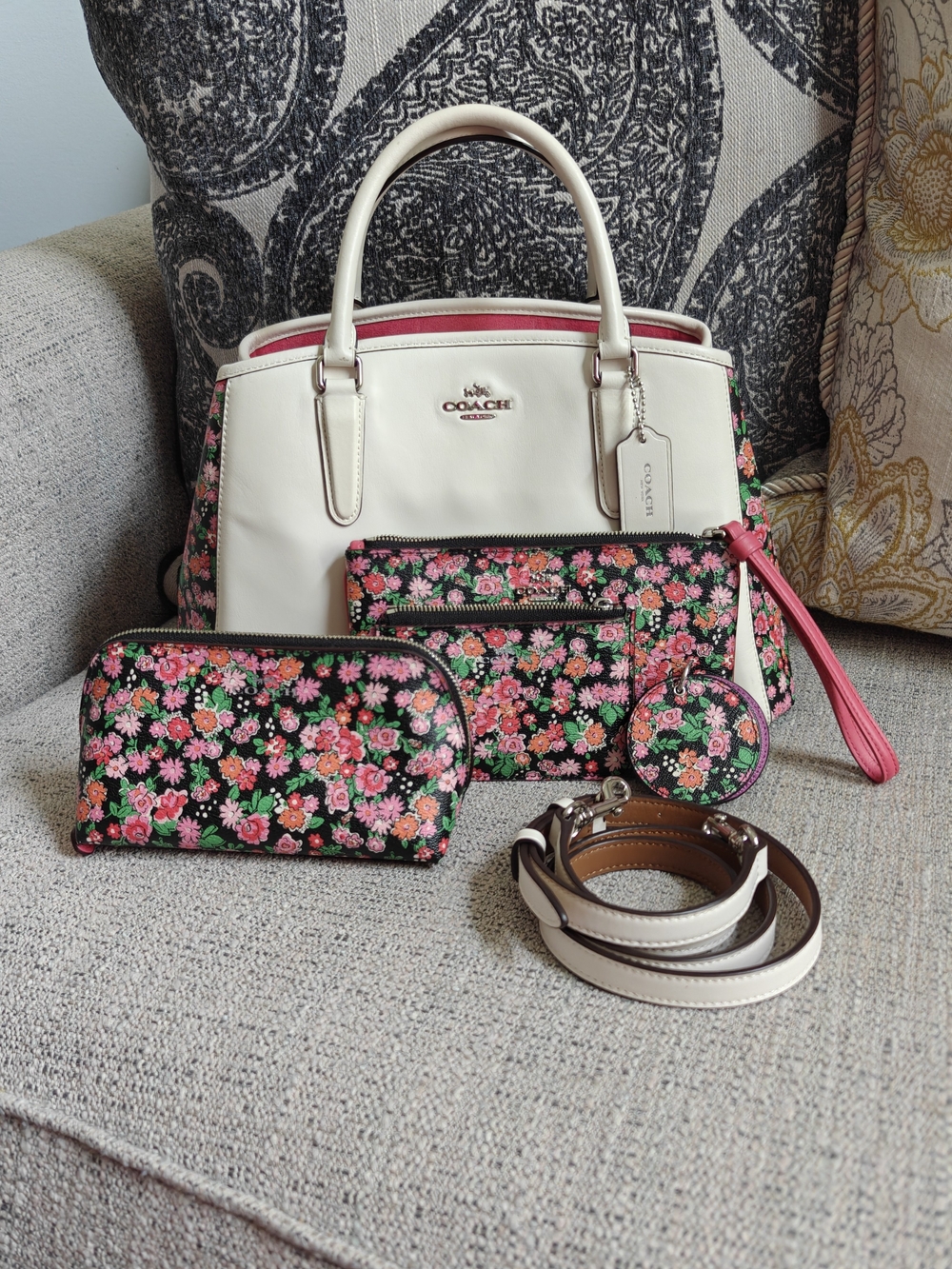 Coach Margot Carryall Pink Posey & Chalk Multi & Accessories
